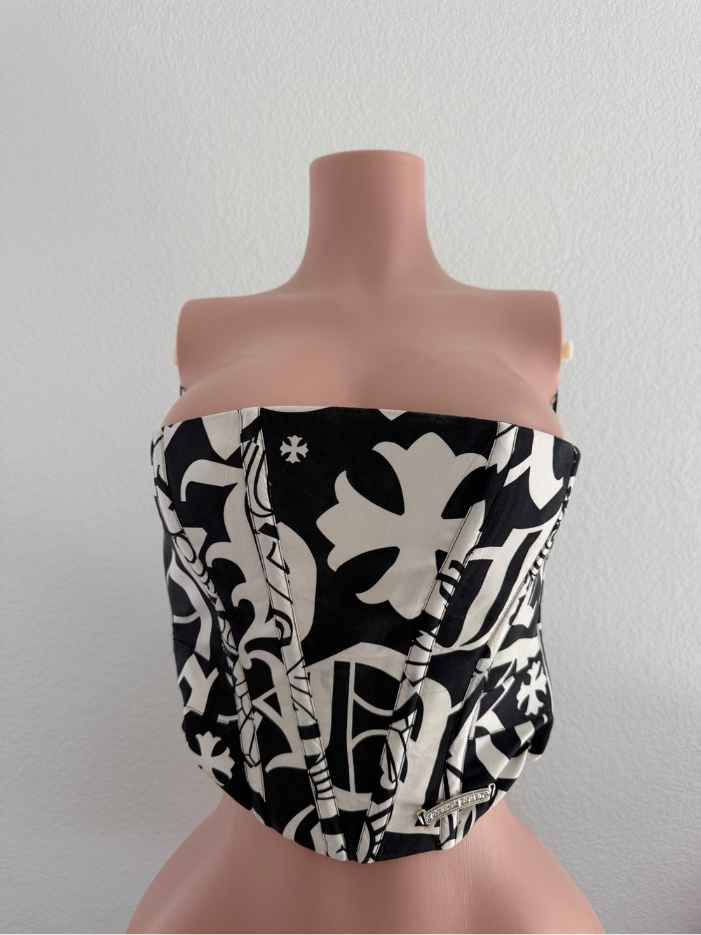 Chrome hearts Black & White Strapless Corset